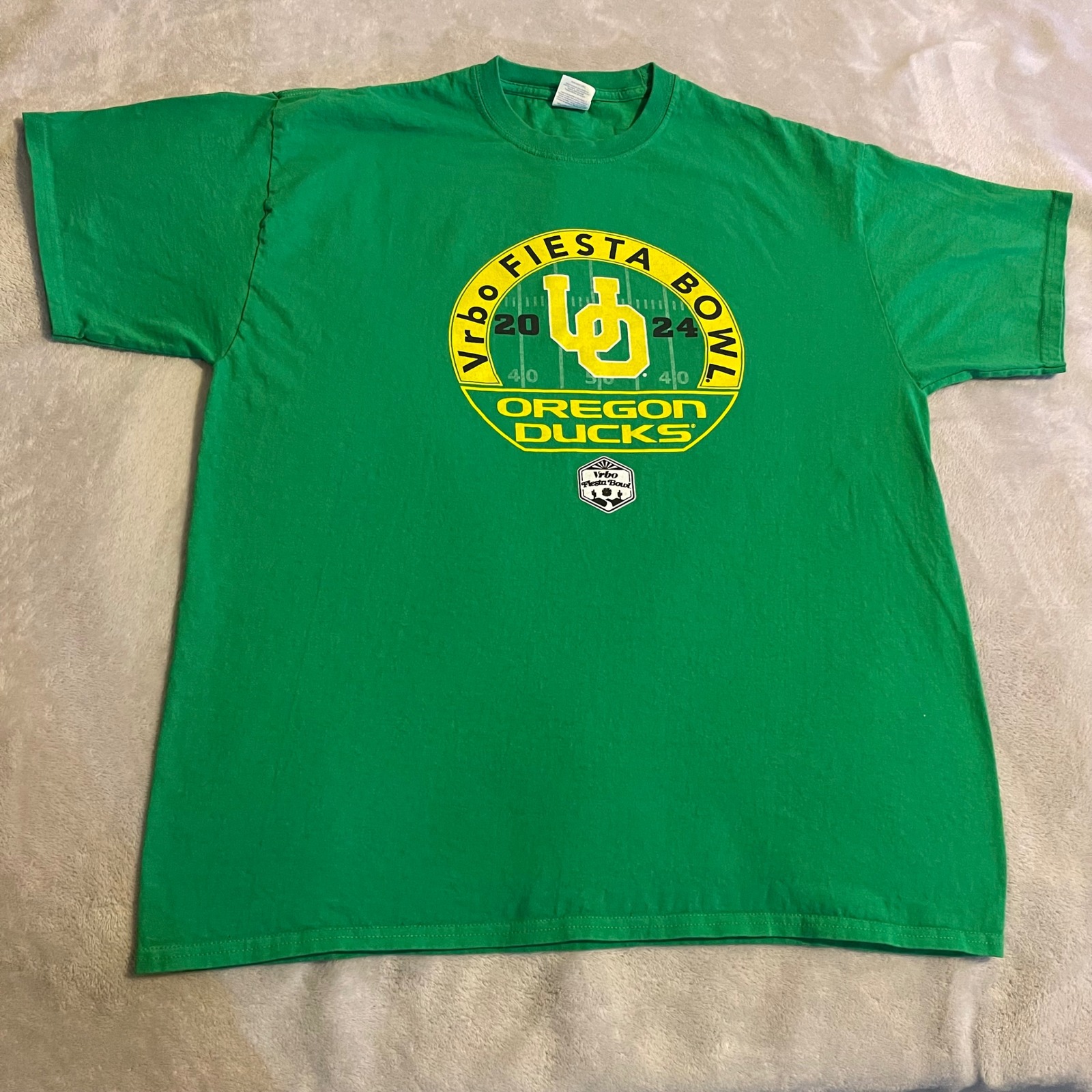 Oregon Ducks Vrbo Fiesta Bowl 2024 Green Graphic T Shirt Mens Xl Ncaa Workout